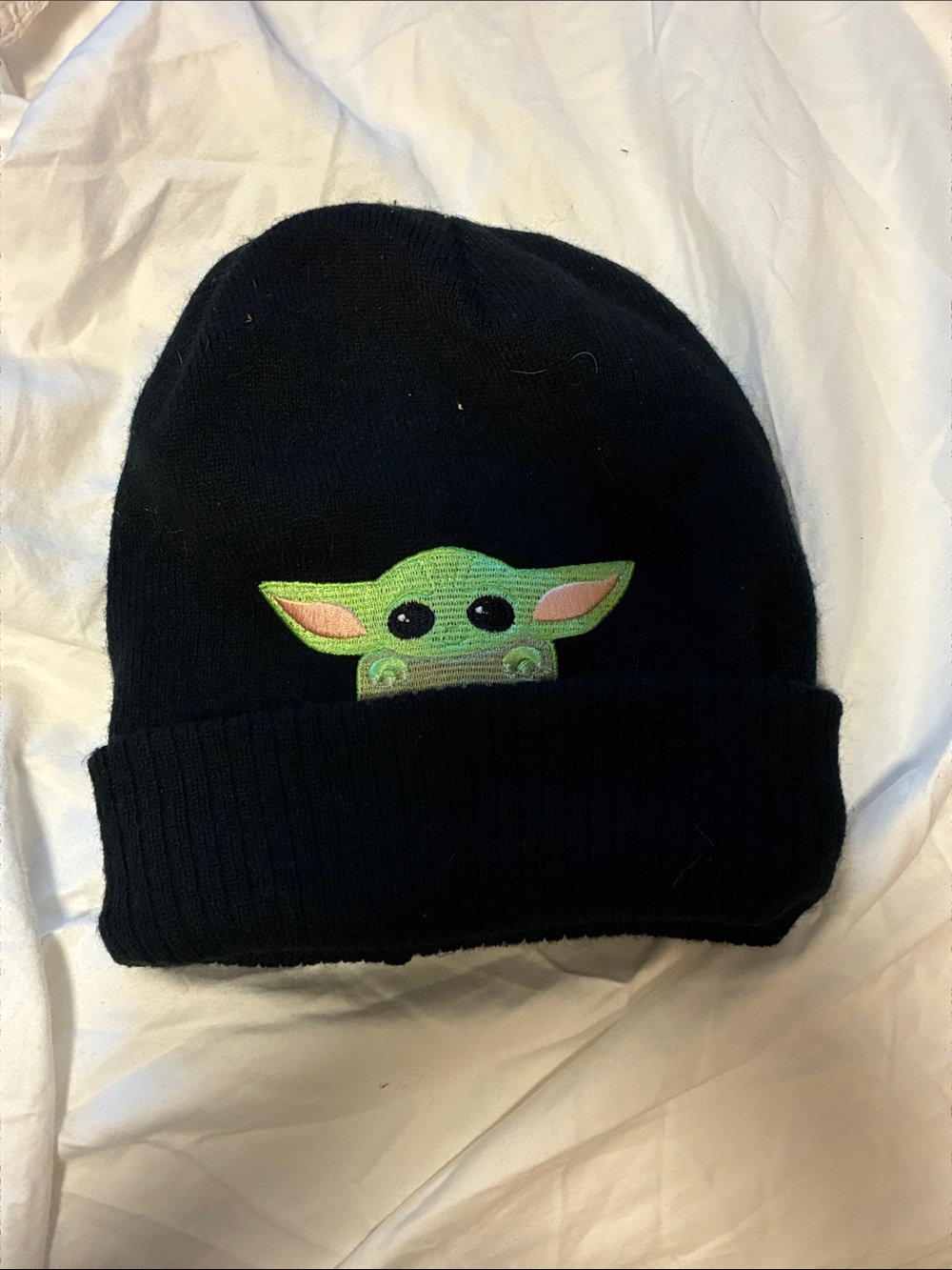 Star Wars Kids Black Beanie with Green Grogu Patch